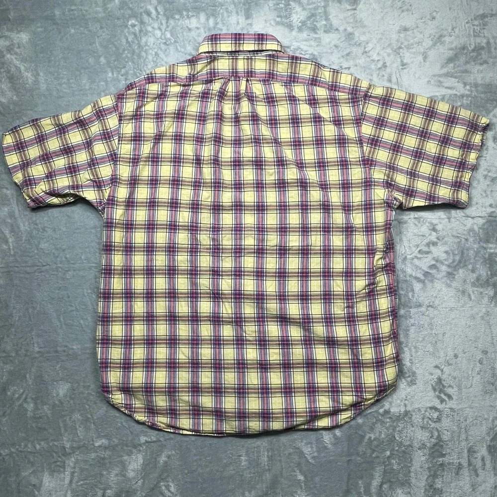 Polo‎ Ralph Lauren Blake Shirt Mens XXL Yellow Plaid Short Sleeve Button Down